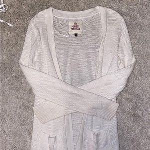 white knit cardigan